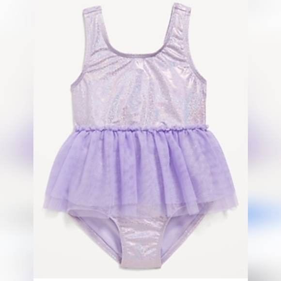 Iridescent Mermaid purple Old Navy Swimsuit with Tulle Skirt size 18-24 mnth NWT - Picture 1 of 8